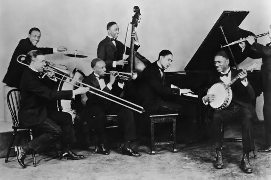 Jelly Roll Morton performing with his band