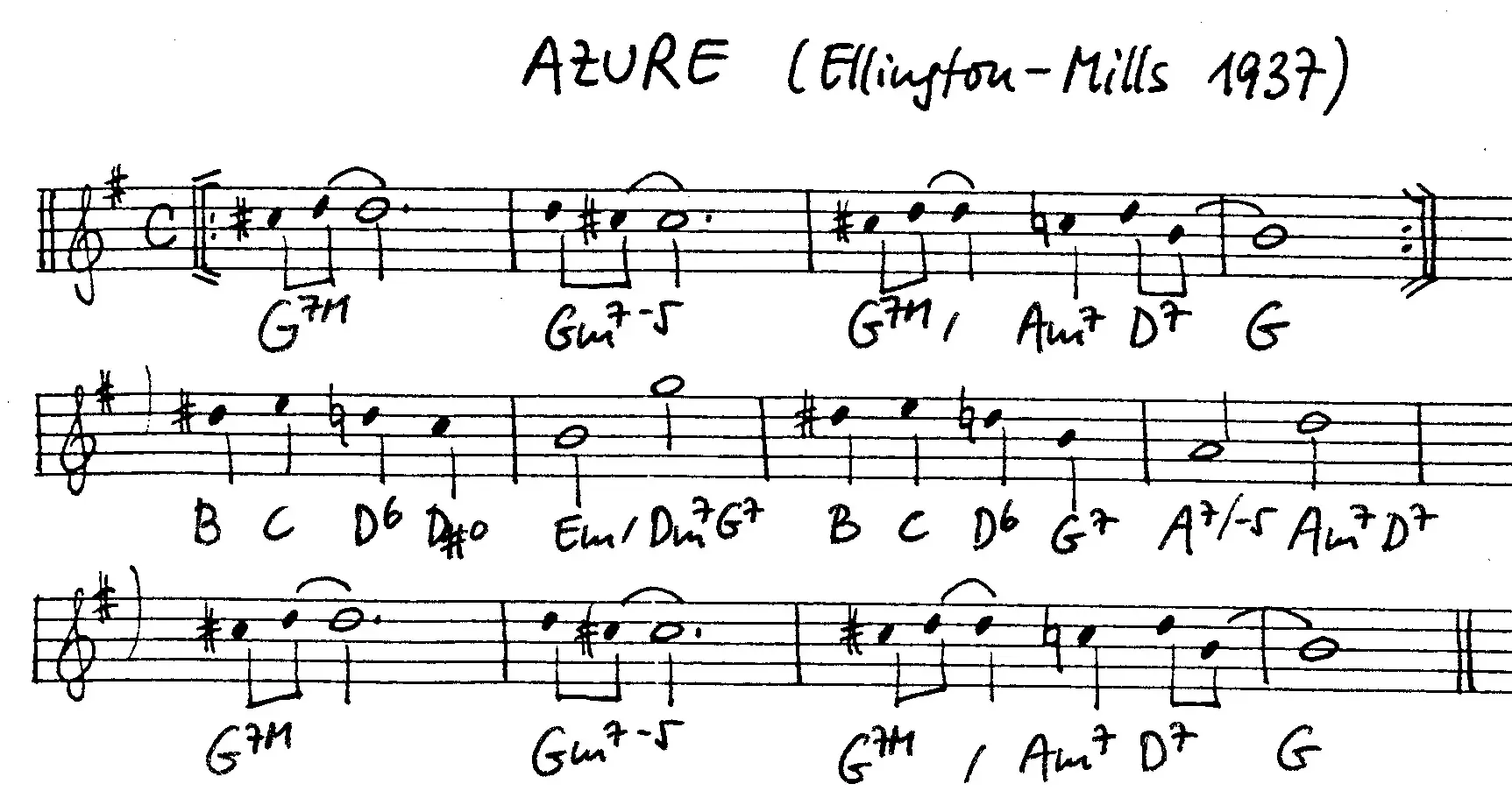 azure free jazz leadsheet - Courtesy of the Jungle Jazz Band