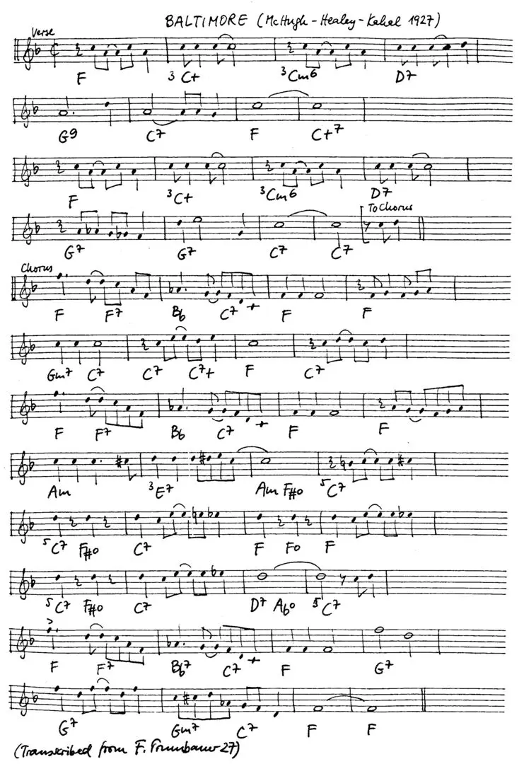 baltimore free jazz leadsheet - Courtesy of the Jungle Jazz Band