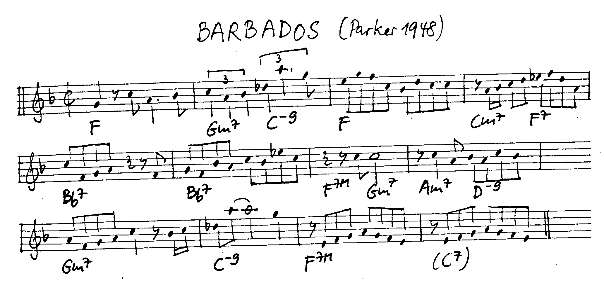 barbados free jazz leadsheet - Courtesy of the Jungle Jazz Band