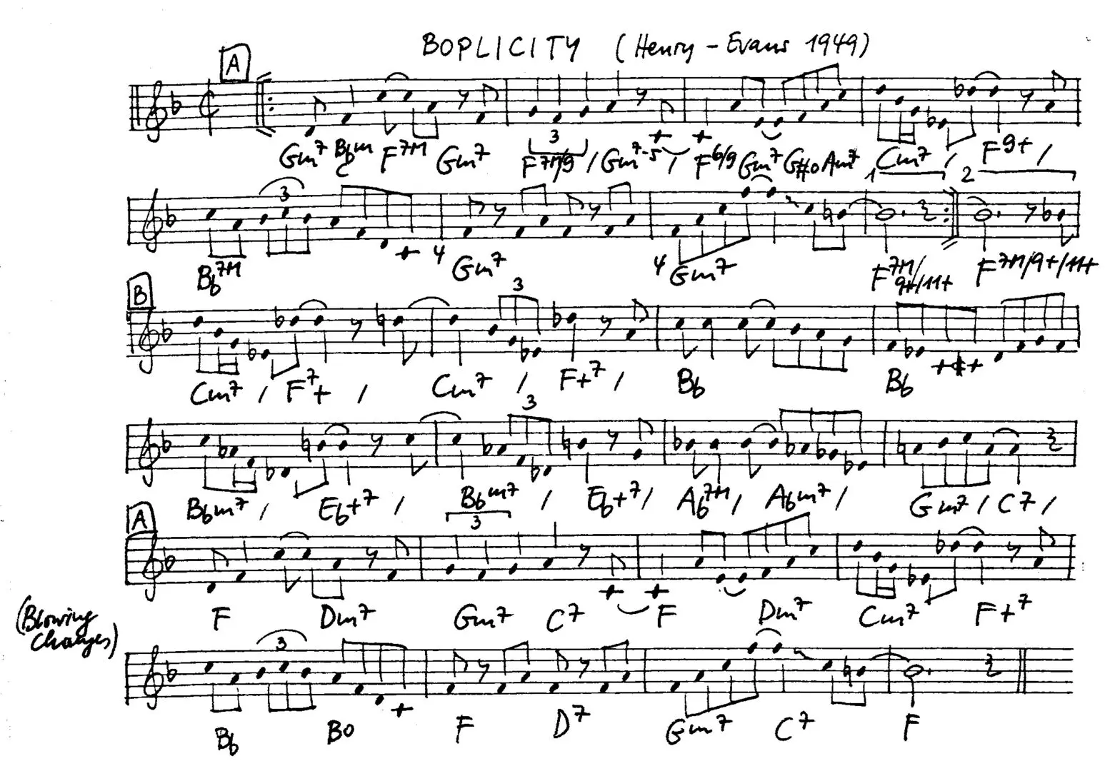boplicity free jazz leadsheet - Courtesy of the Jungle Jazz Band