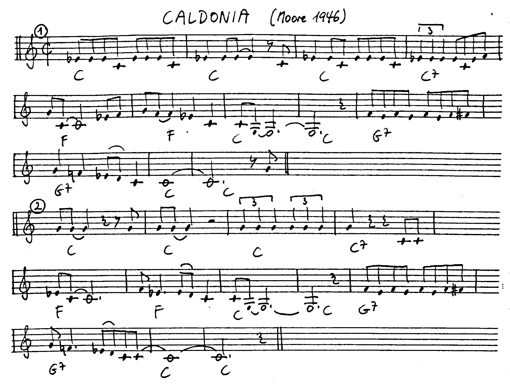 caldonia free jazz leadsheet - Courtesy of the Jungle Jazz Band