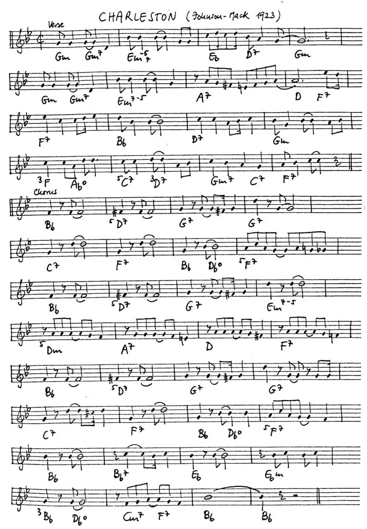 charleston free jazz leadsheet - Courtesy of the Jungle Jazz Band