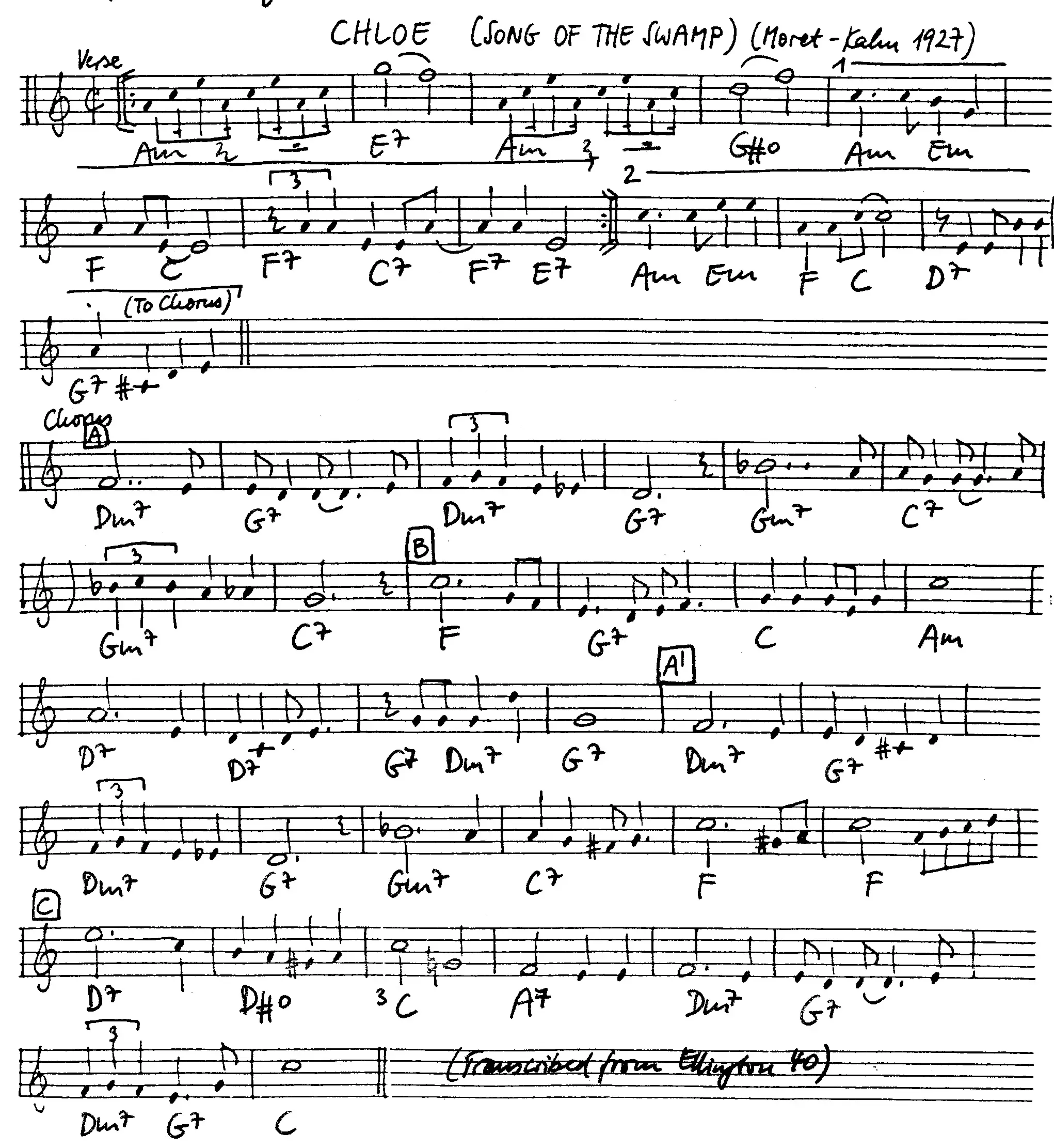 chloe free jazz leadsheet - Courtesy of the Jungle Jazz Band