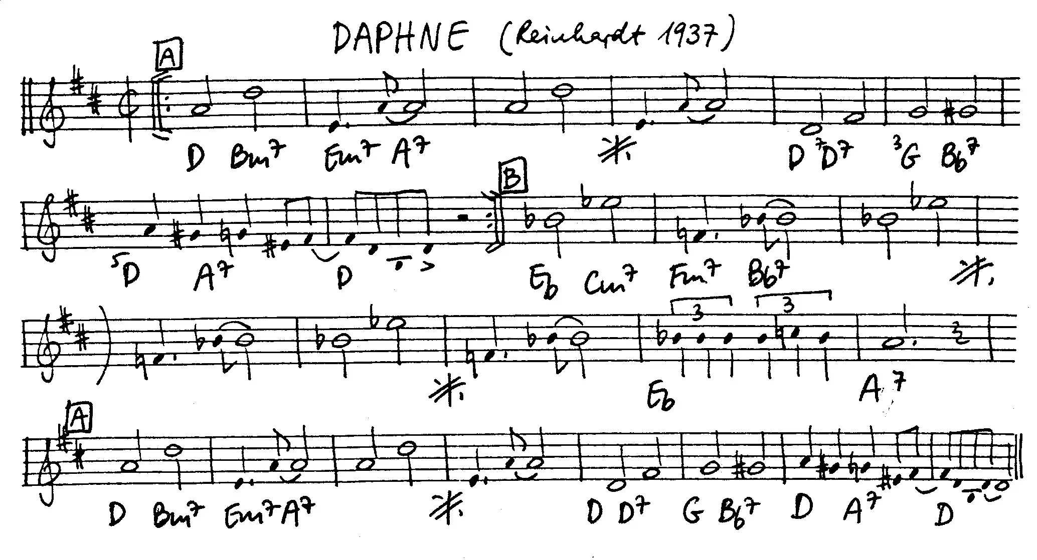daphne free jazz leadsheet - Courtesy of the Jungle Jazz Band