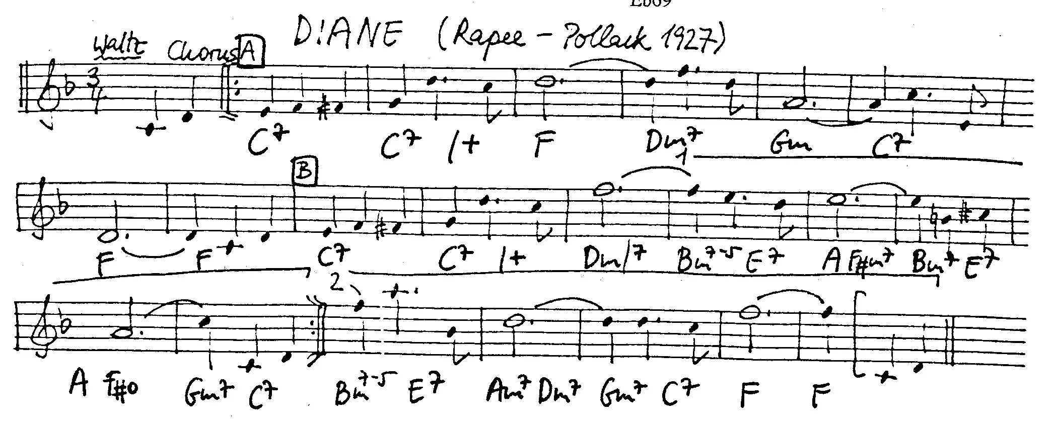 diane free jazz leadsheet - Courtesy of the Jungle Jazz Band