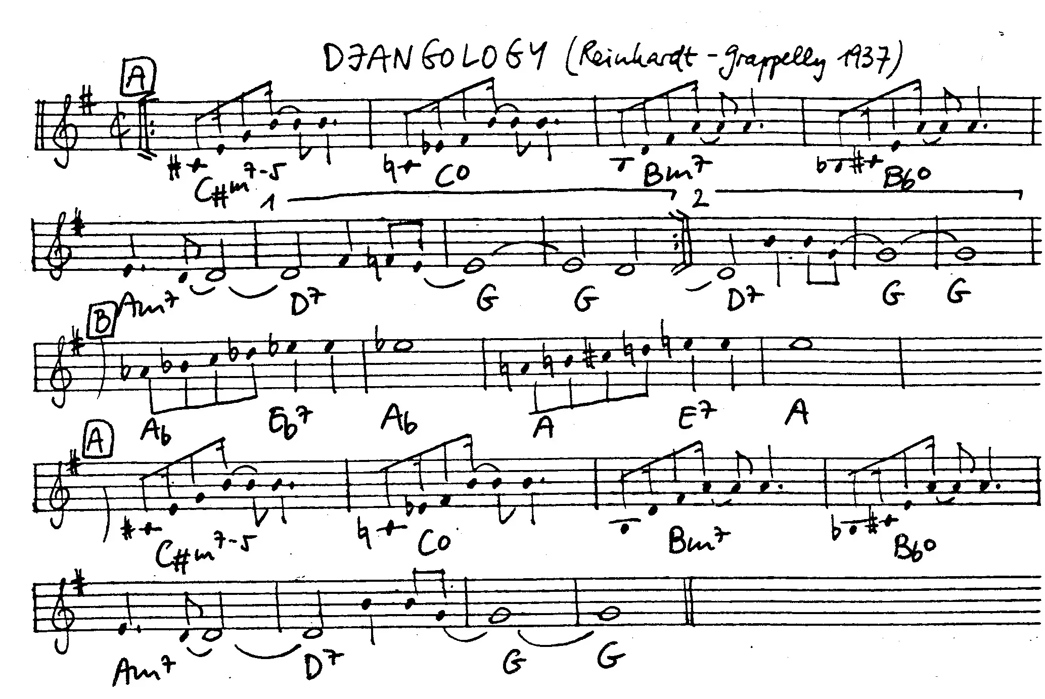 djangology free jazz leadsheet - Courtesy of the Jungle Jazz Band