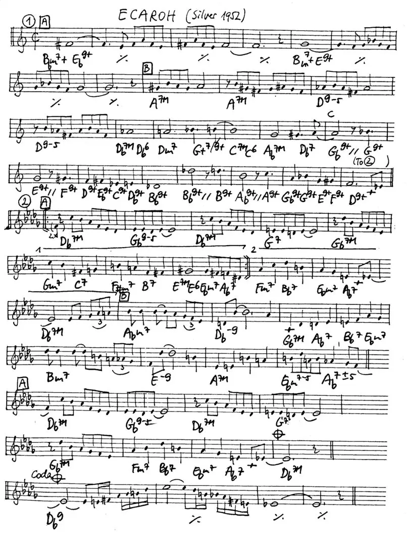 ecaroh free jazz leadsheet - Courtesy of the Jungle Jazz Band