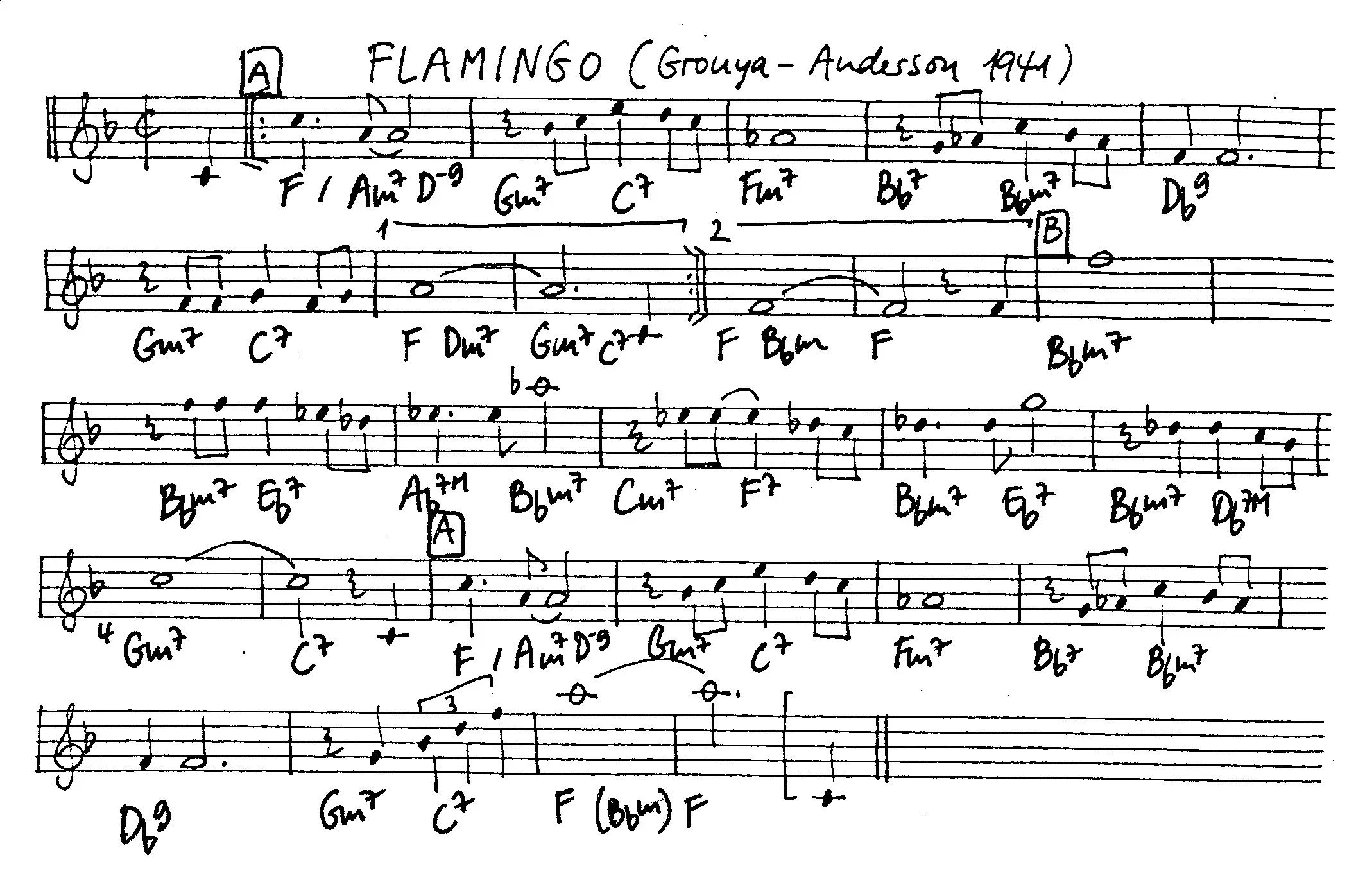 flamingo free jazz leadsheet - Courtesy of the Jungle Jazz Band