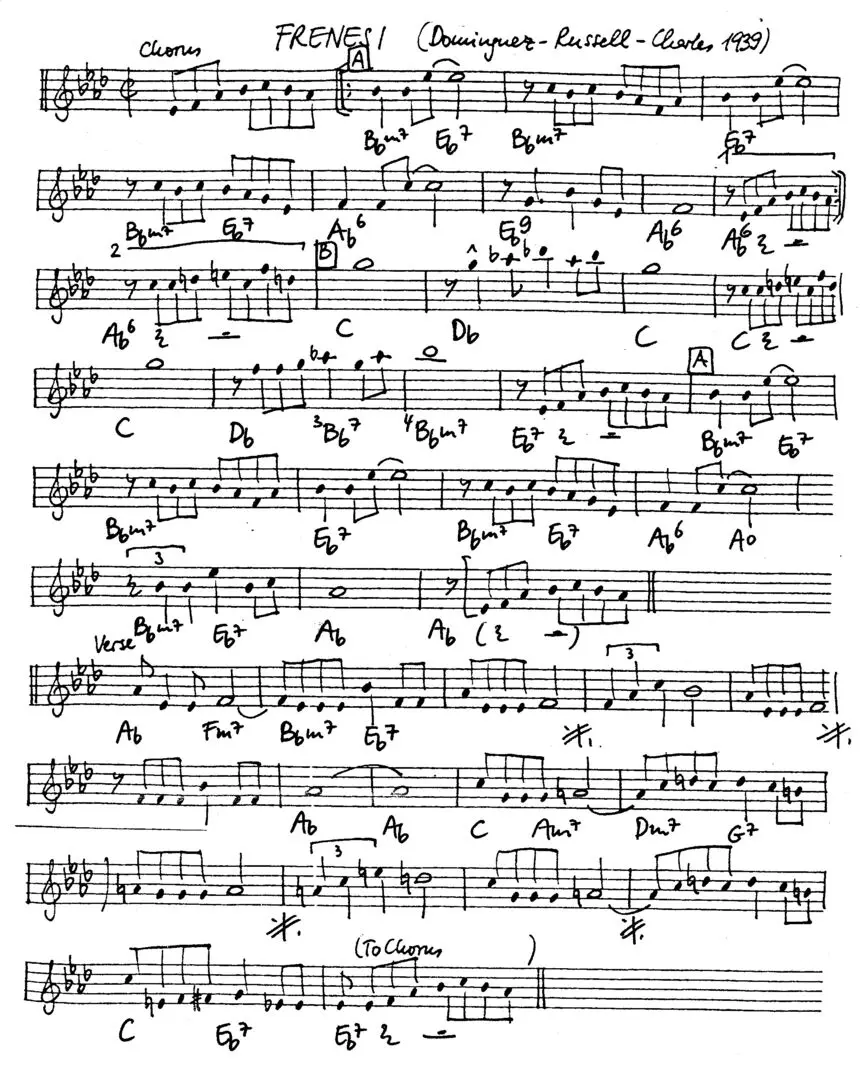 frenesi free jazz leadsheet - Courtesy of the Jungle Jazz Band