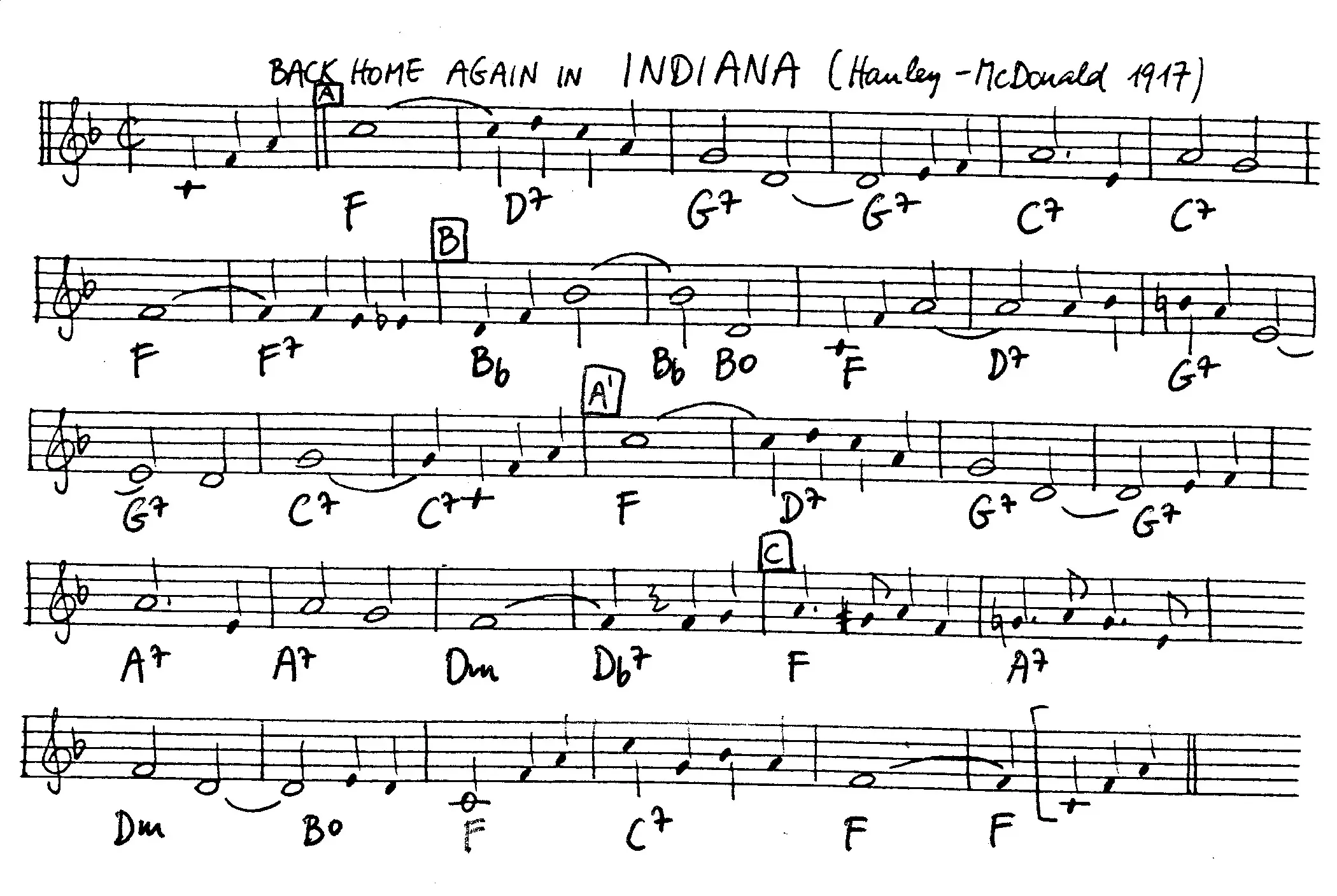 indiana free jazz leadsheet - Courtesy of the Jungle Jazz Band