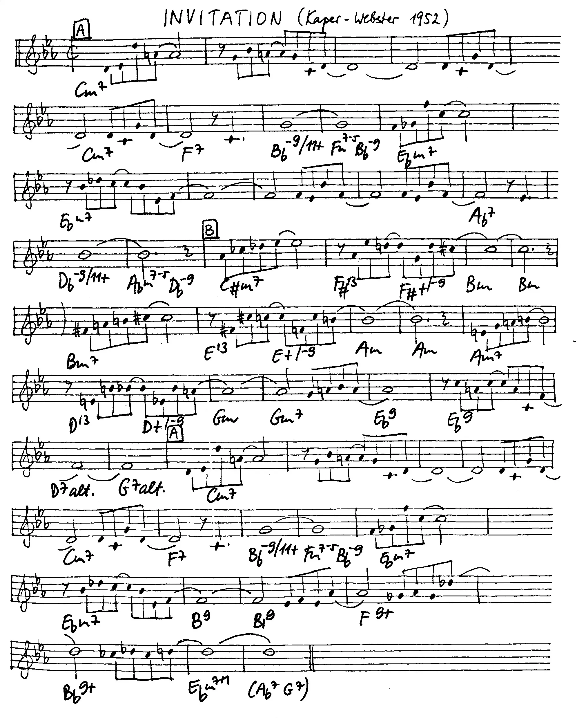 invitation free jazz leadsheet - Courtesy of the Jungle Jazz Band