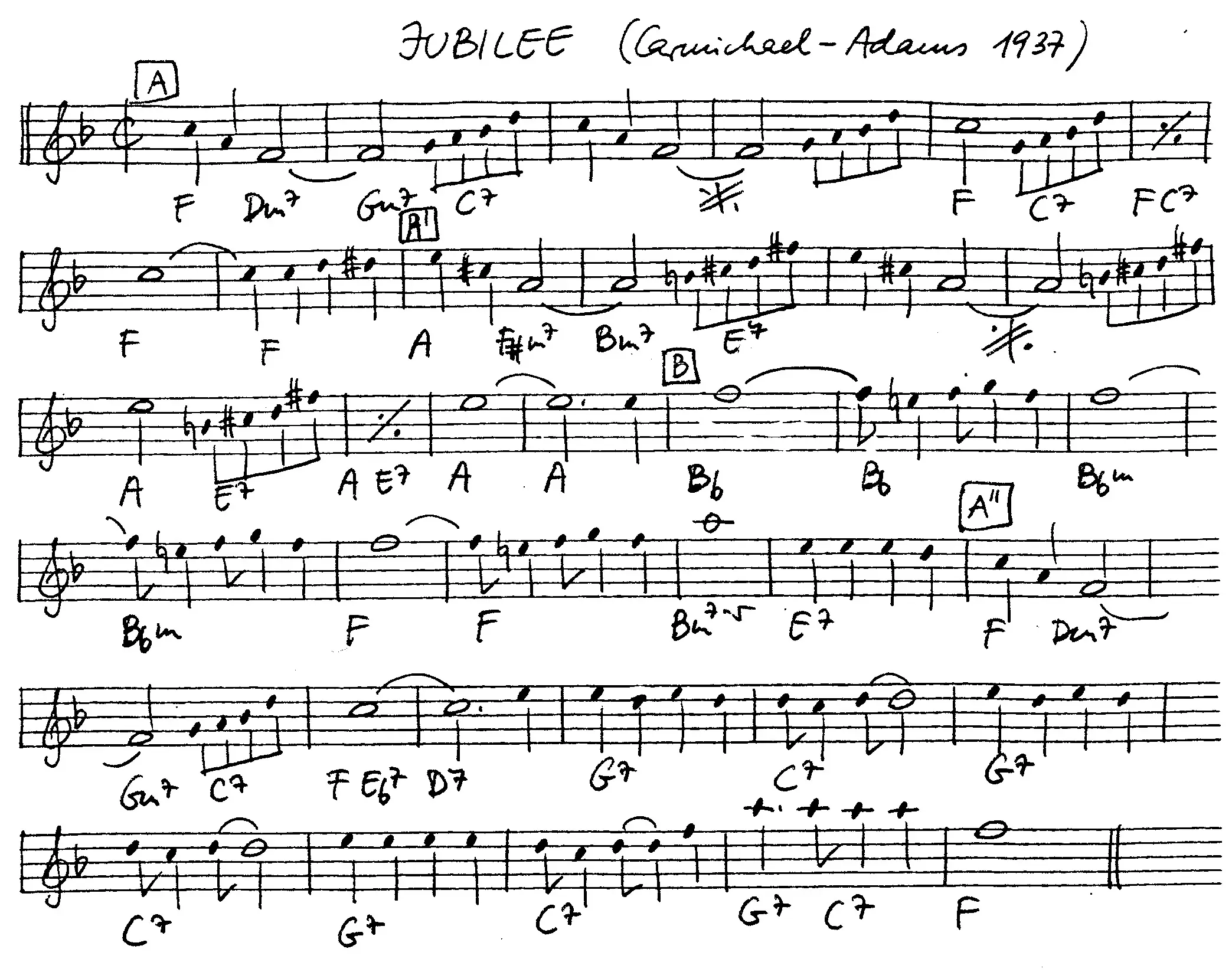 jubilee free jazz leadsheet - Courtesy of the Jungle Jazz Band