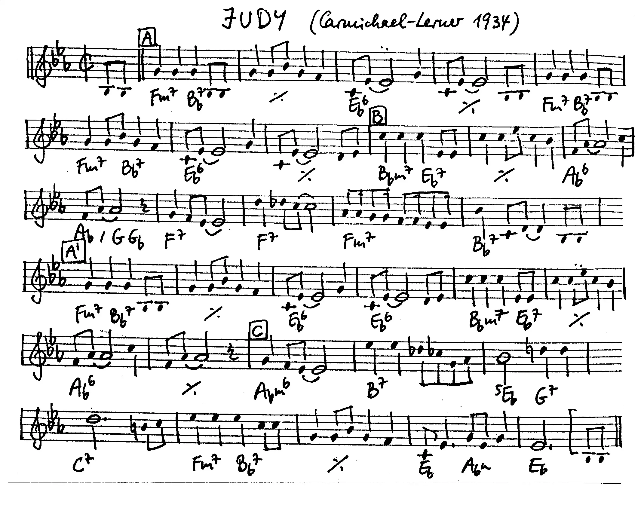 judy free jazz leadsheet - Courtesy of the Jungle Jazz Band