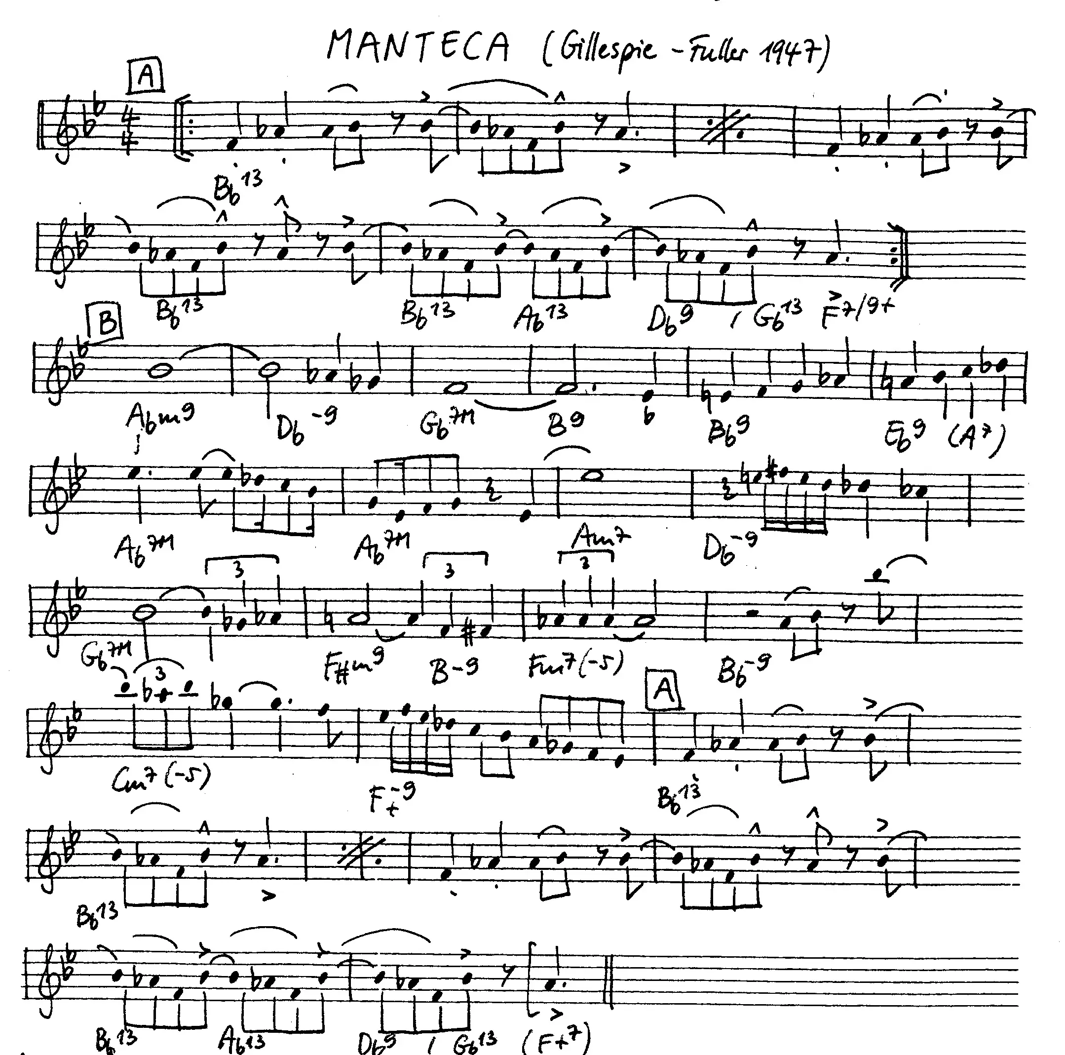 manteca free jazz leadsheet - Courtesy of the Jungle Jazz Band