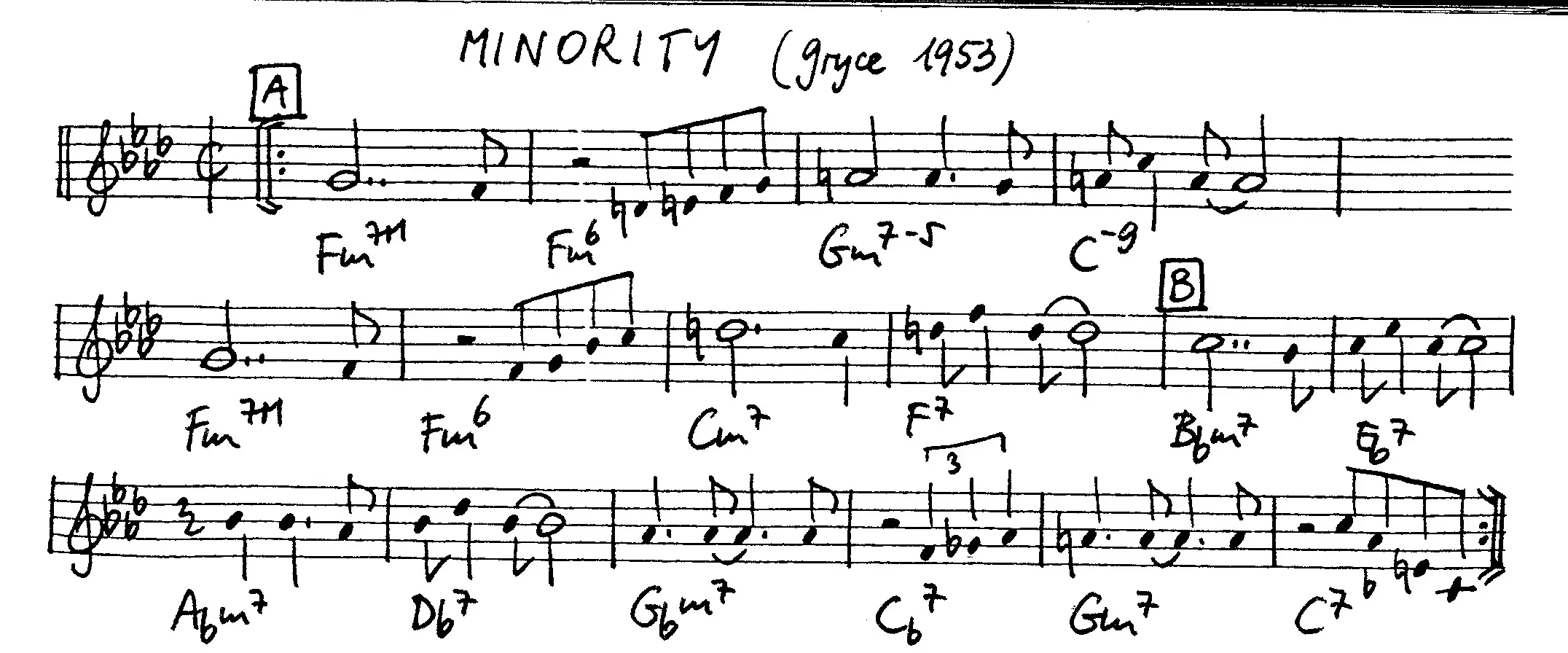 minority free jazz leadsheet - Courtesy of the Jungle Jazz Band