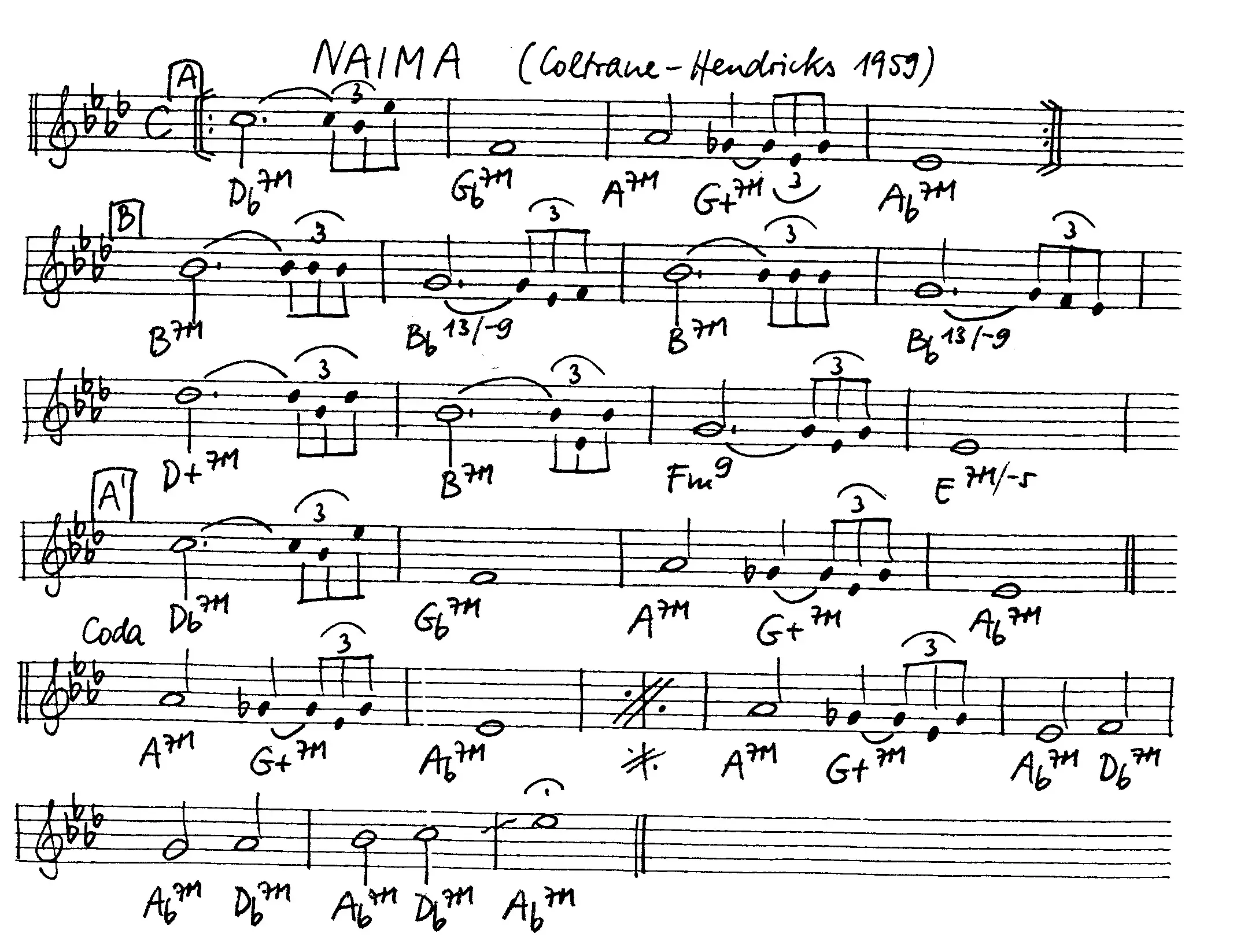 naima free jazz leadsheet - Courtesy of the Jungle Jazz Band