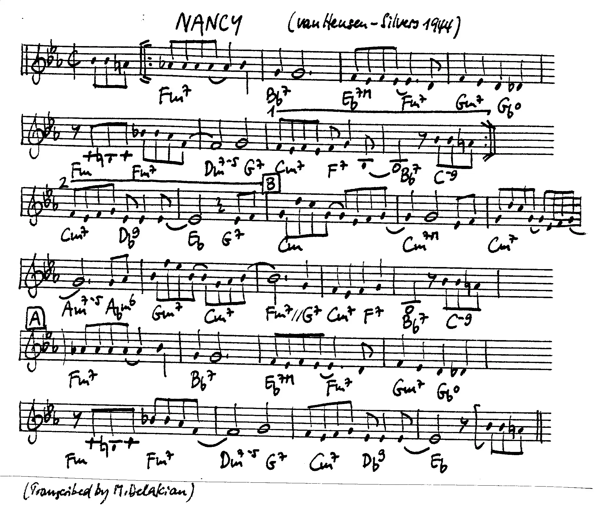 nancy free jazz leadsheet - Courtesy of the Jungle Jazz Band