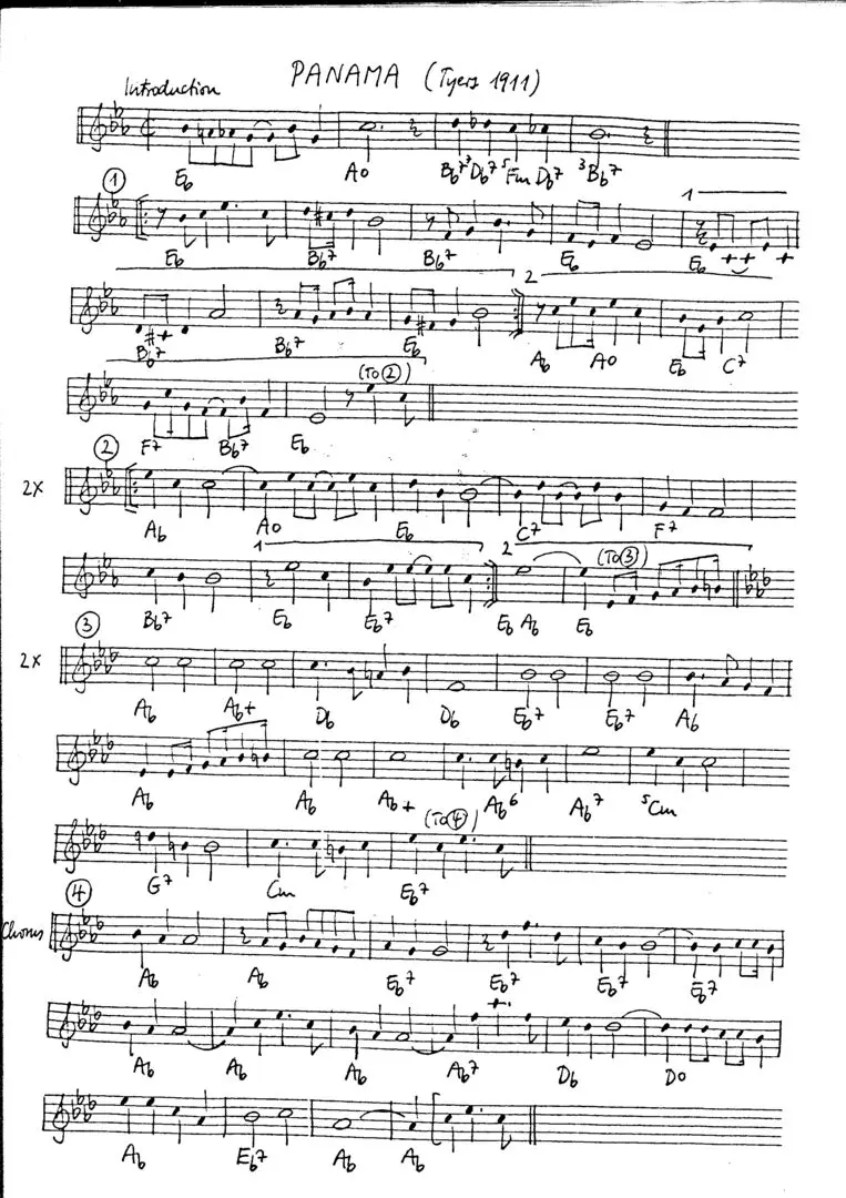 panama free jazz leadsheet - Courtesy of the Jungle Jazz Band
