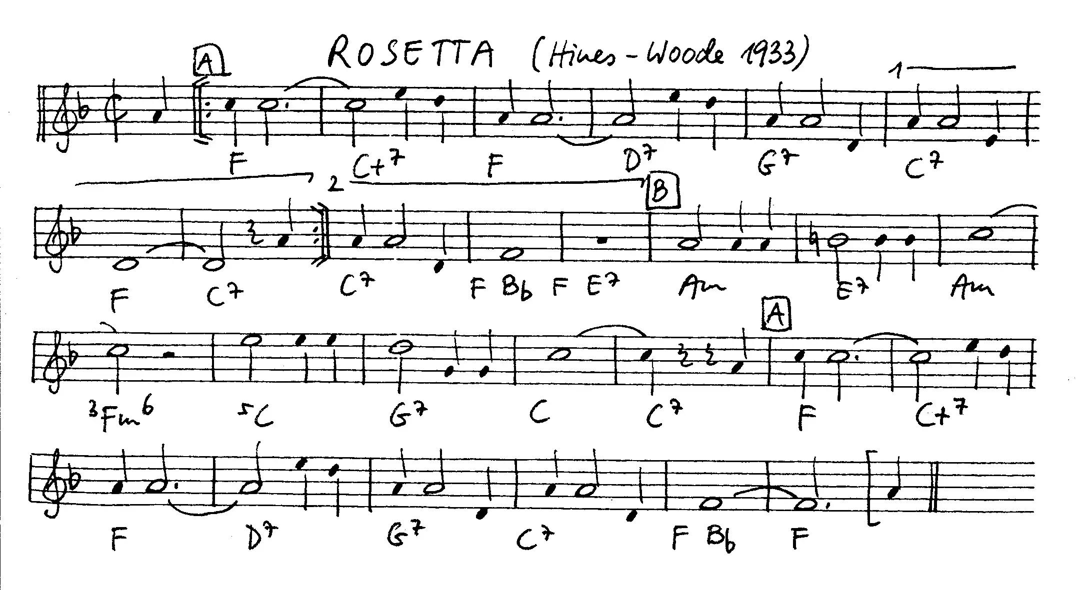 rosetta free jazz leadsheet - Courtesy of the Jungle Jazz Band