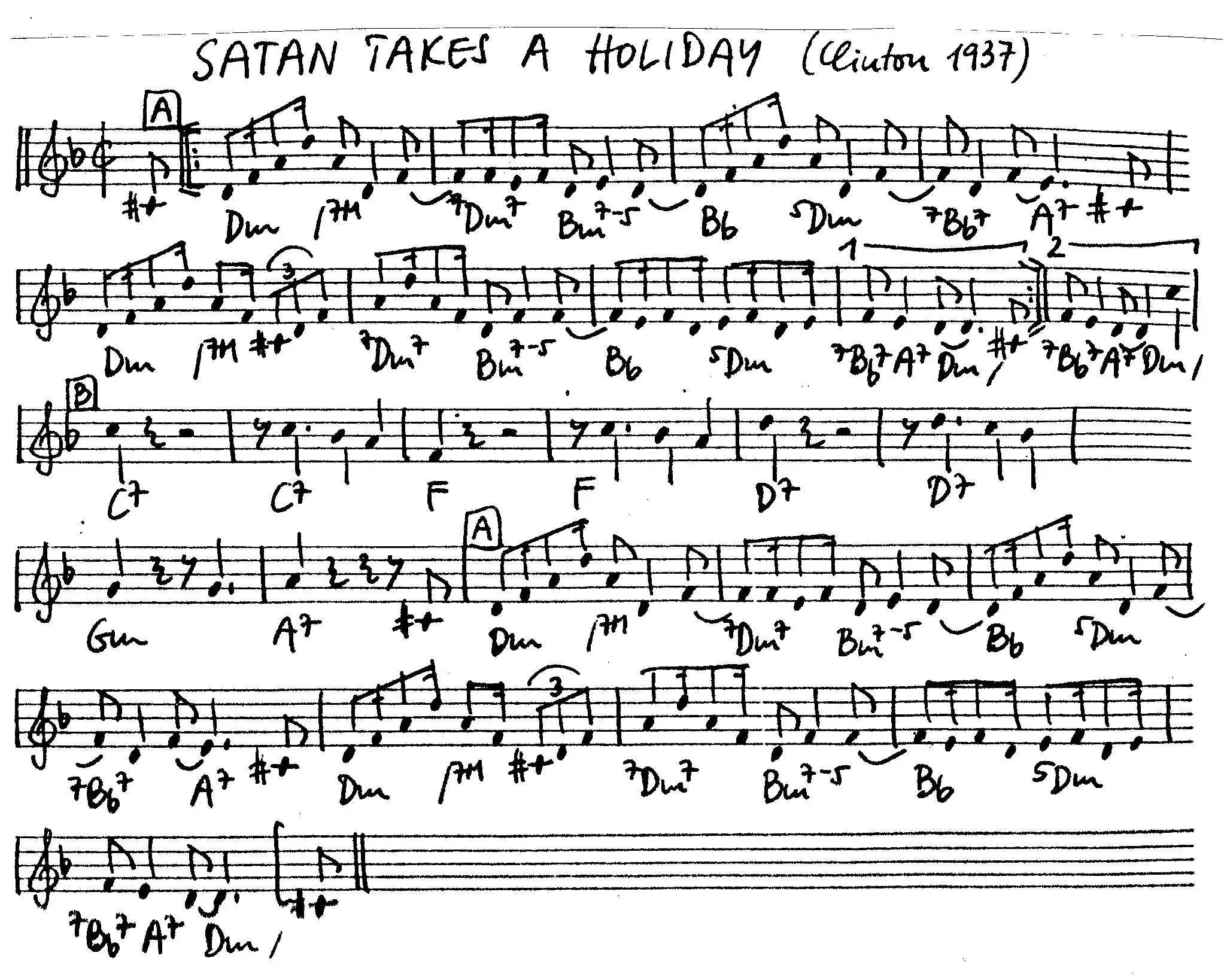 Satan Takes A Holiday Free Sheet Music (Novelty/Swing Jazz) | The ...