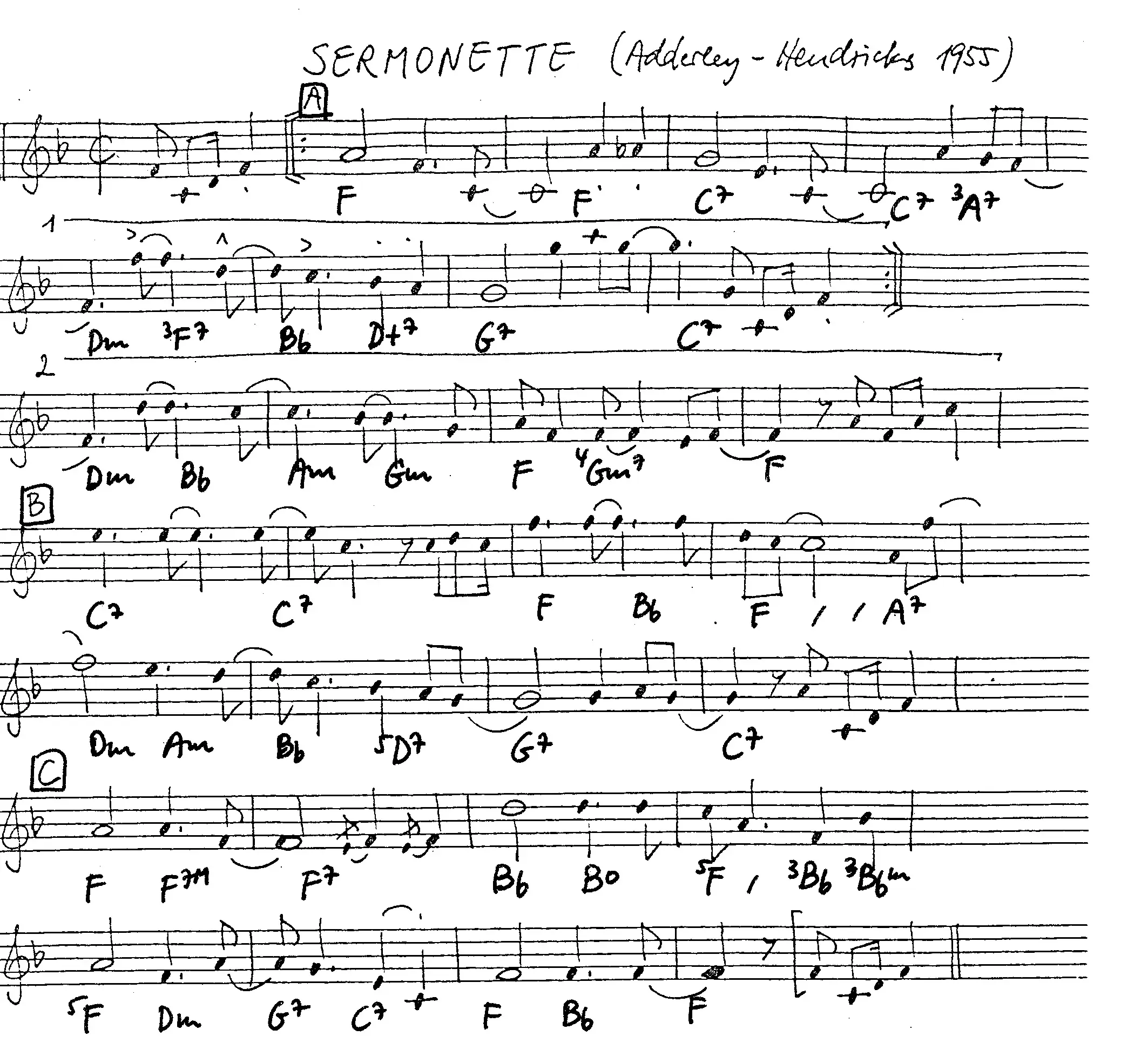 sermonette free jazz leadsheet - Courtesy of the Jungle Jazz Band