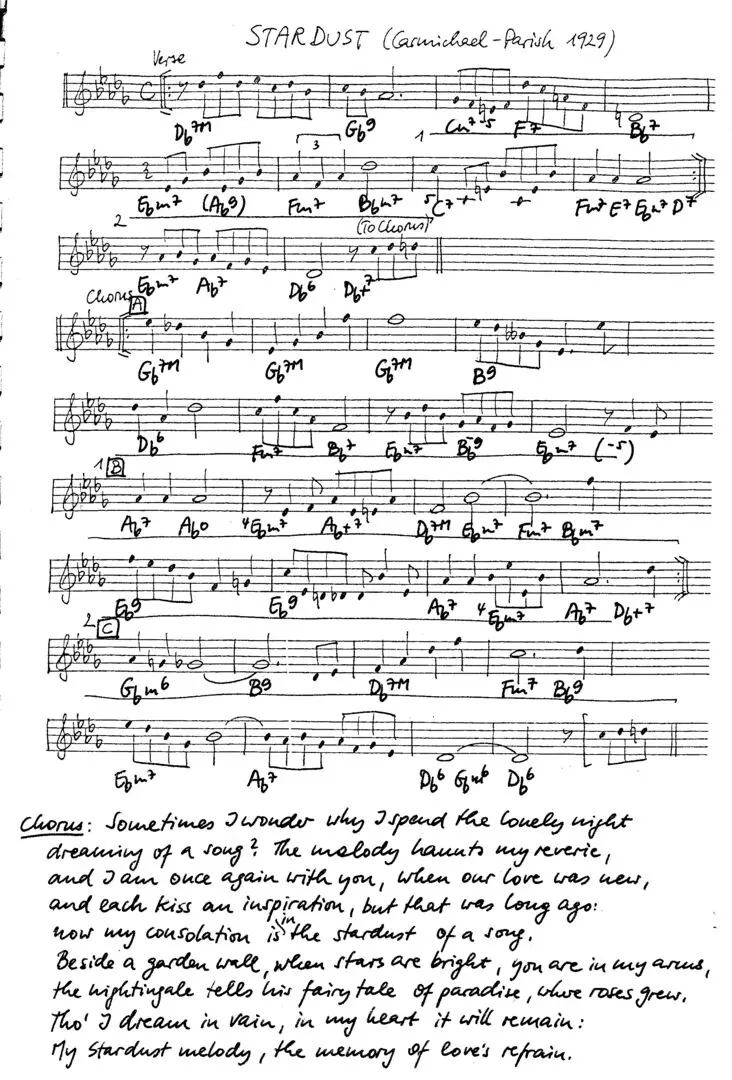 stardust free jazz leadsheet - Courtesy of the Jungle Jazz Band