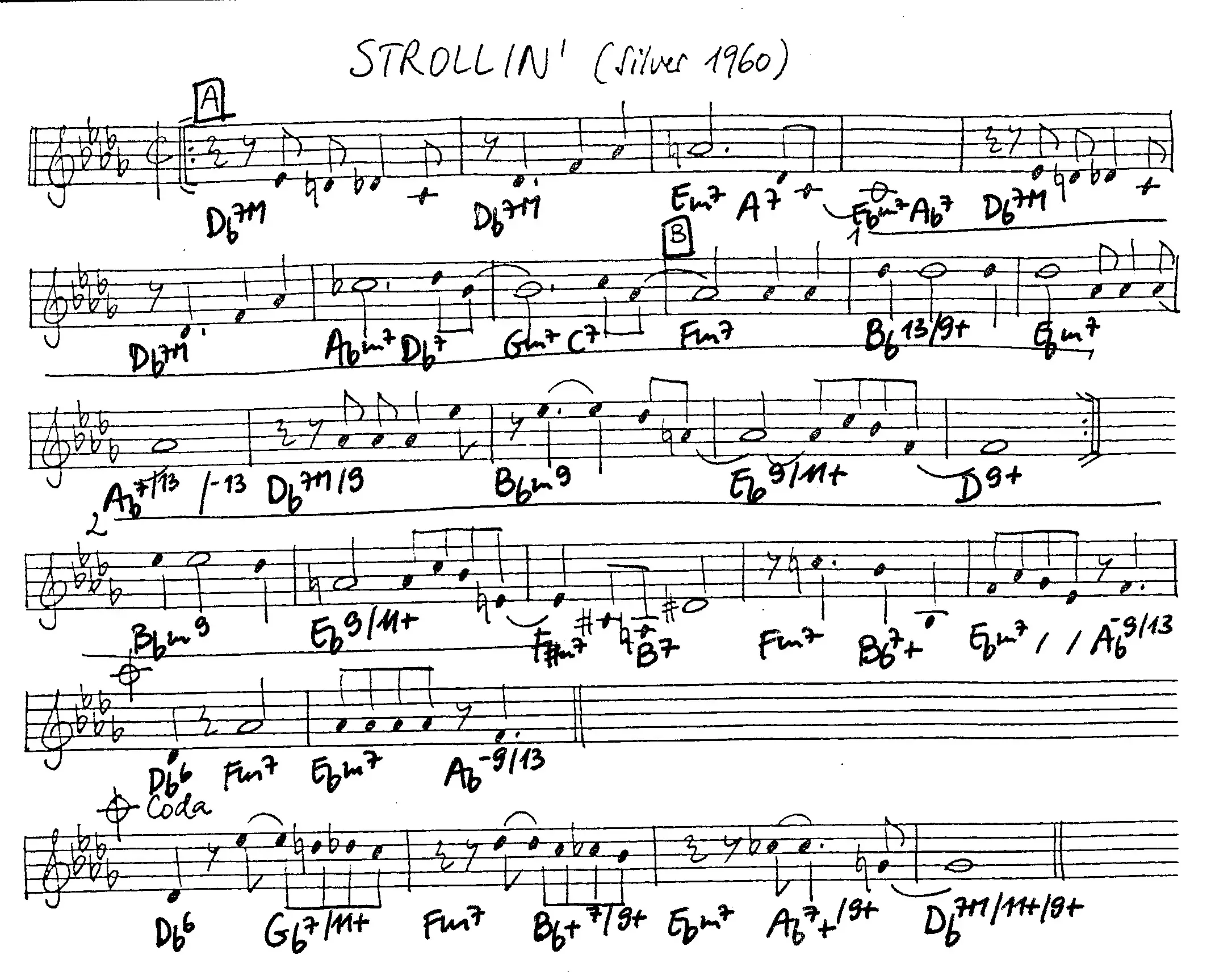strollin' free jazz leadsheet - Courtesy of the Jungle Jazz Band