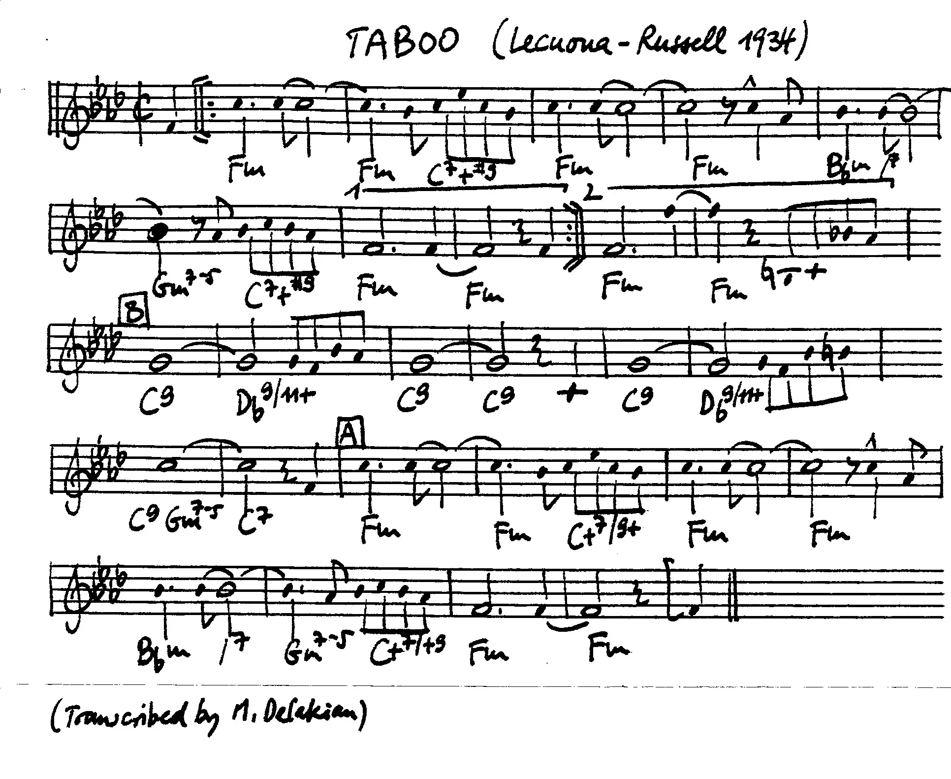 taboo partition gratuite - Offerte par The Jungle Jazz Band