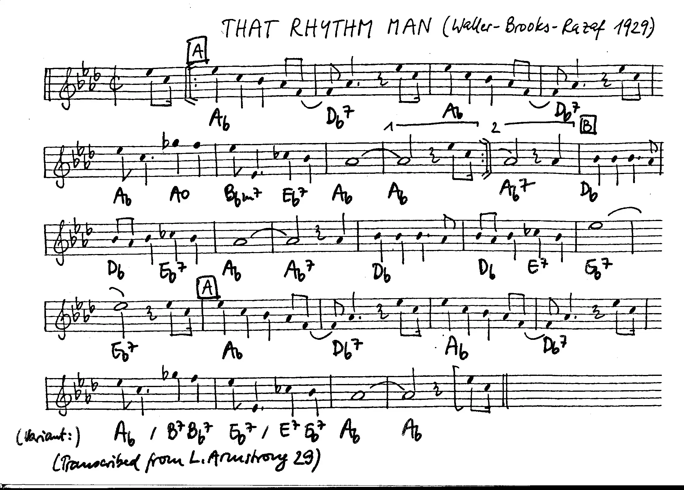 That Rhythm Man Free Sheet Music (Louis Armstrong Early Jazz) | The ...