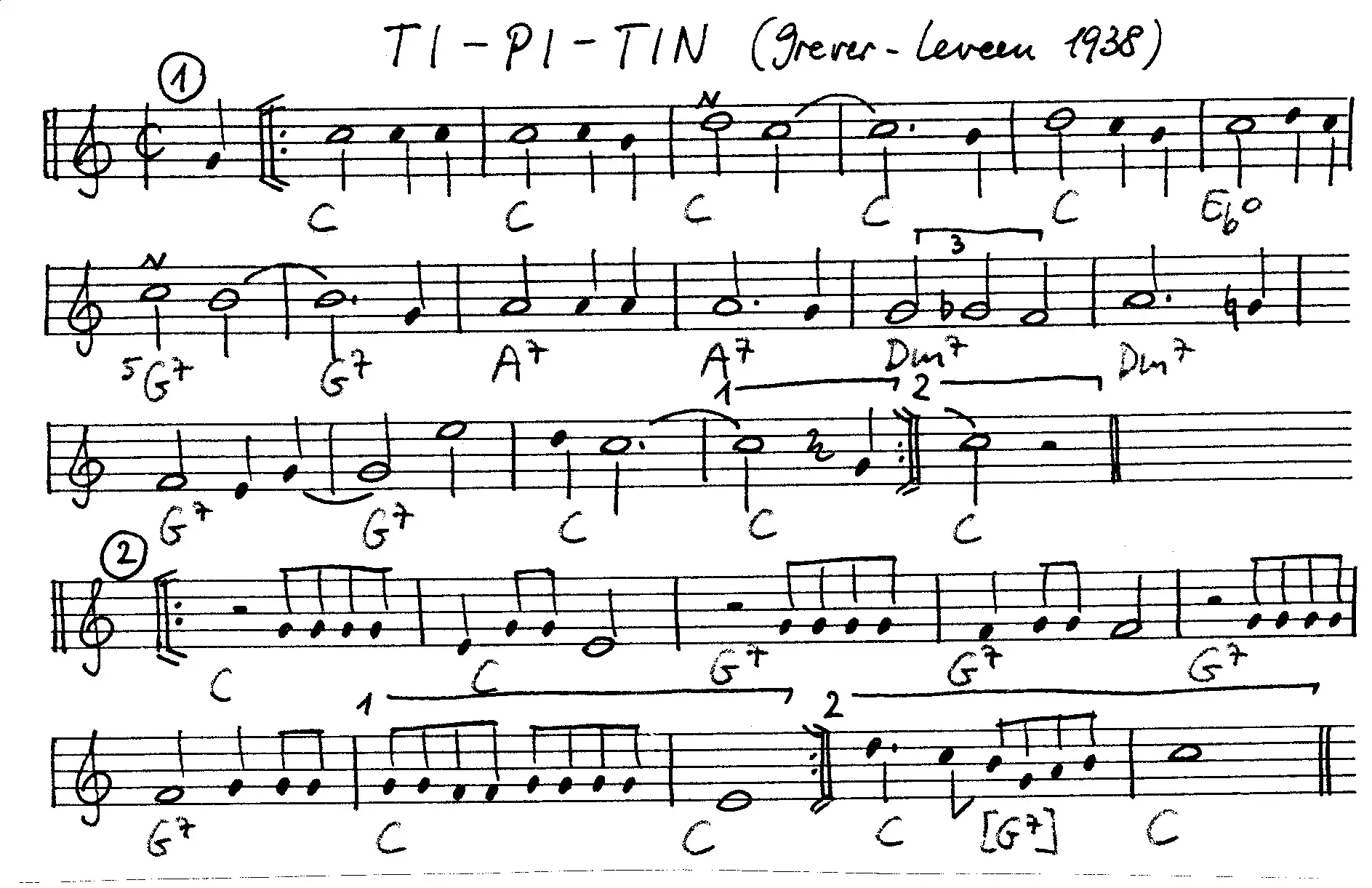 ti-pi-tin free jazz leadsheet - Courtesy of the Jungle Jazz Band