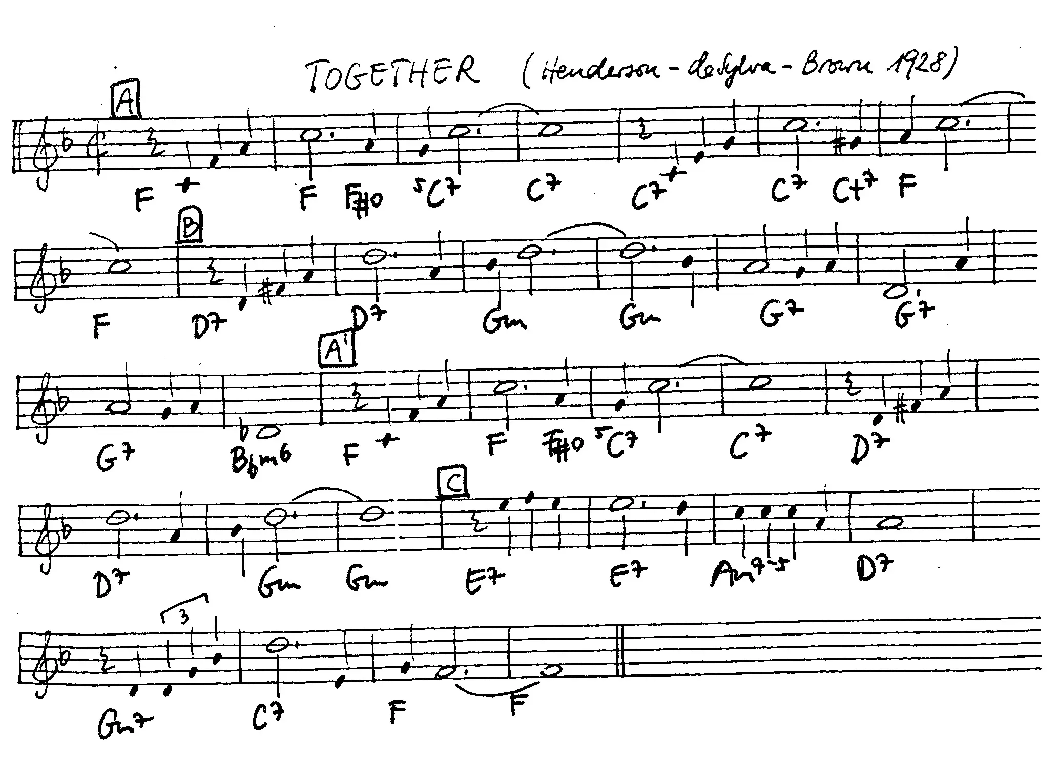 together free jazz leadsheet - Courtesy of the Jungle Jazz Band
