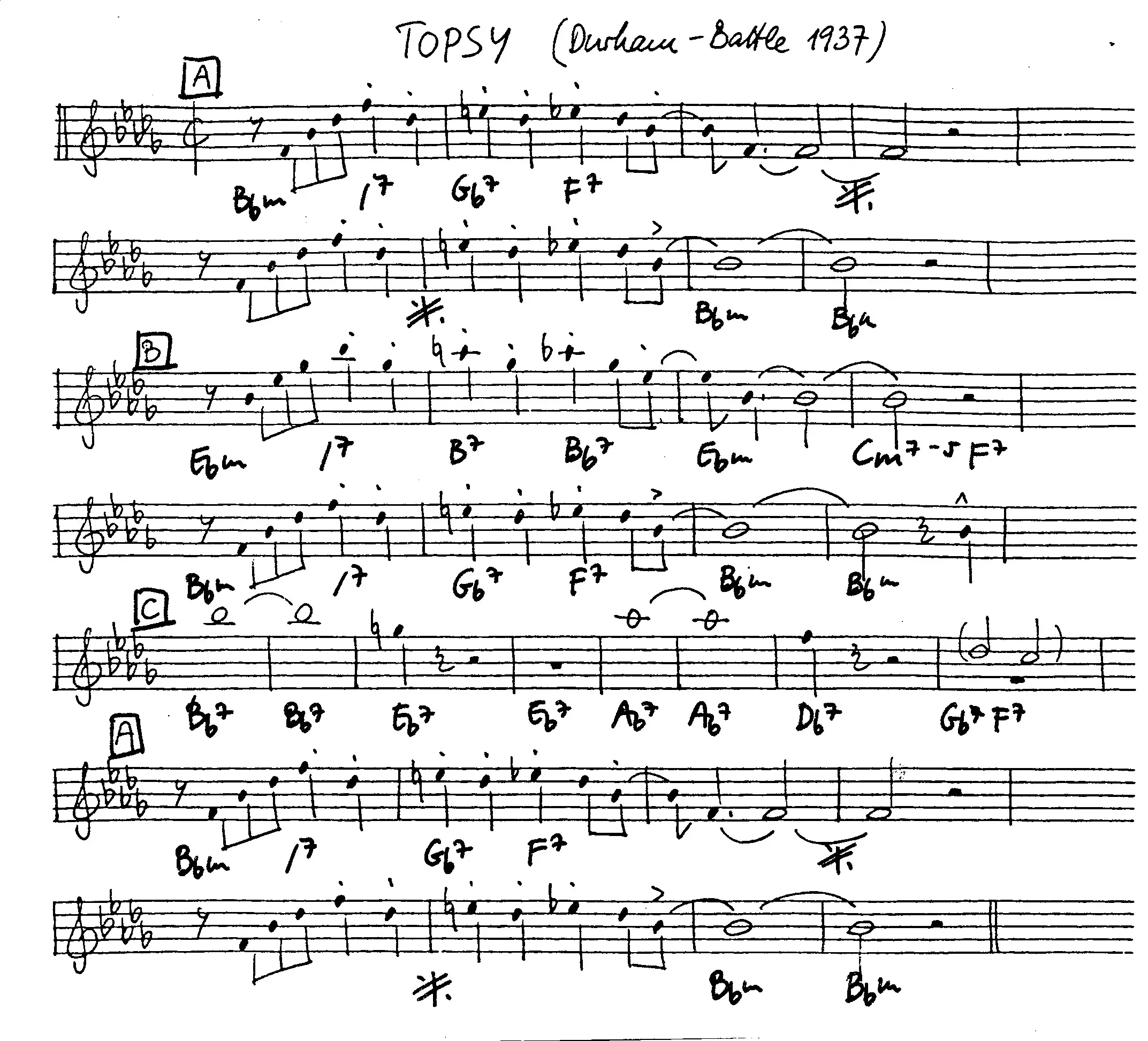 topsy partition gratuite - Offerte par The Jungle Jazz Band