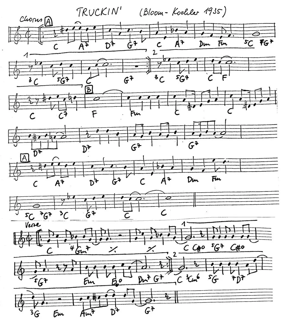 truckin' free jazz leadsheet - Courtesy of the Jungle Jazz Band