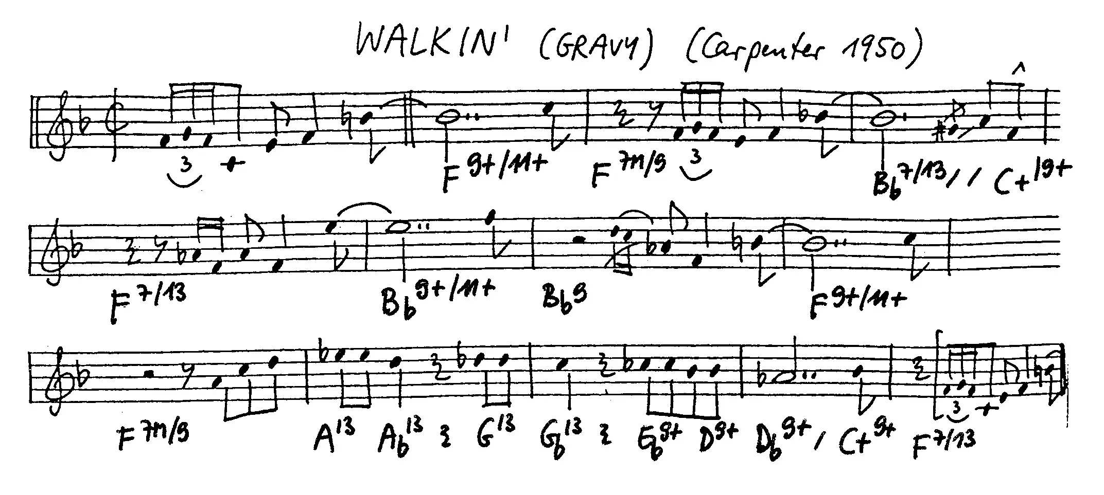 walkin' free jazz leadsheet - Courtesy of the Jungle Jazz Band
