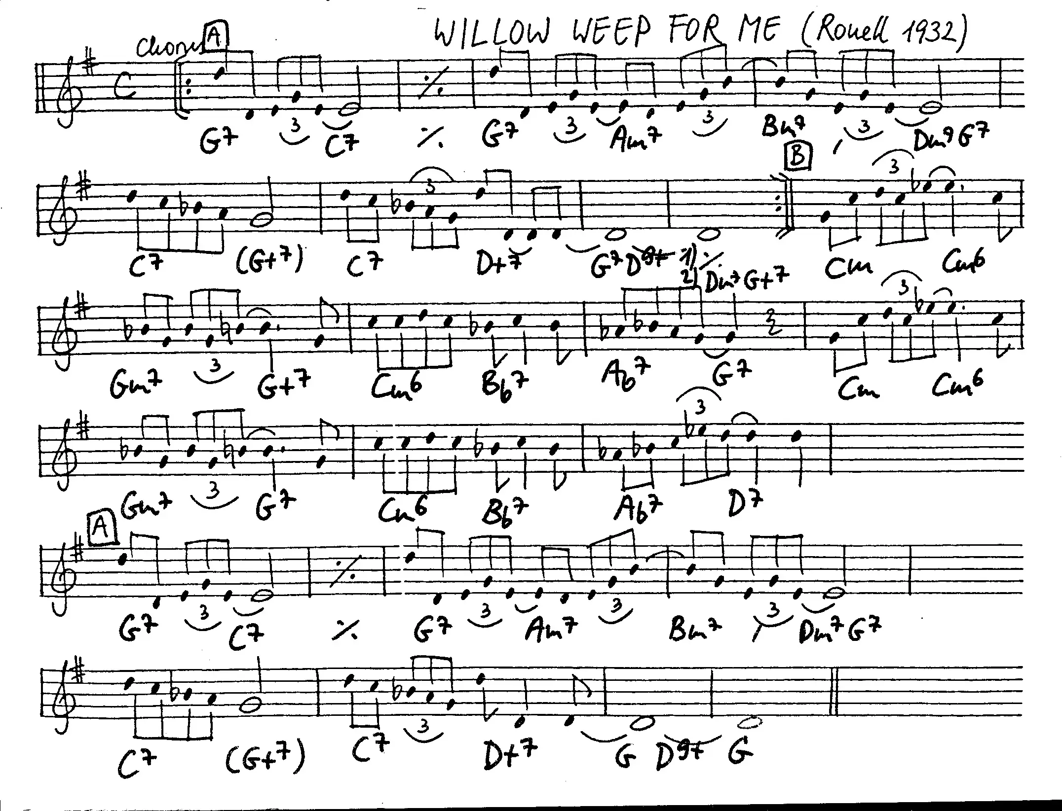 Willow Weep For Me Free Sheet Music (Ann Ronell 1932 Jazz Ballad) | The ...