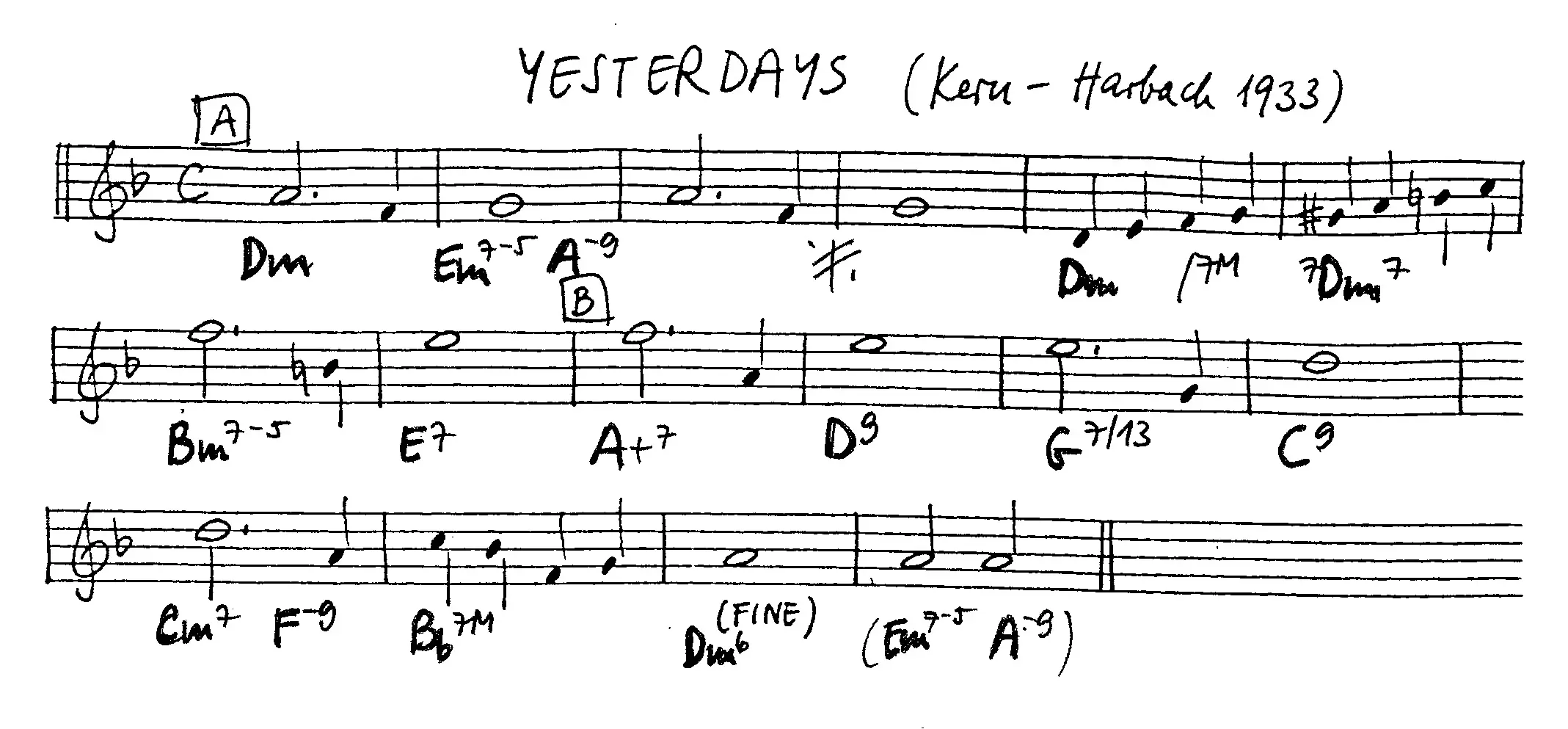 yesterdays free jazz leadsheet - Courtesy of the Jungle Jazz Band