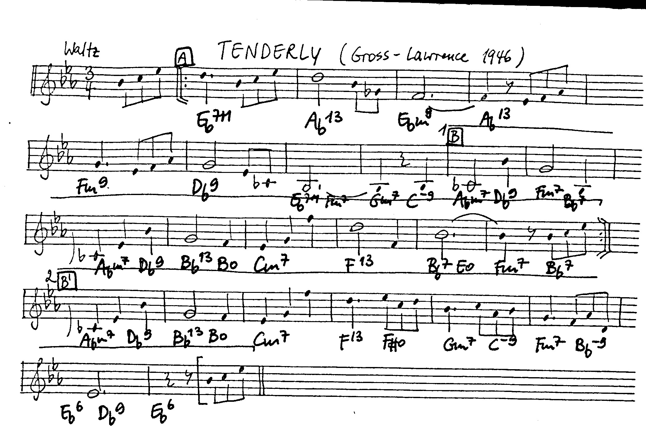 tenderly leadsheet – book us for your next 20s or gatsby event