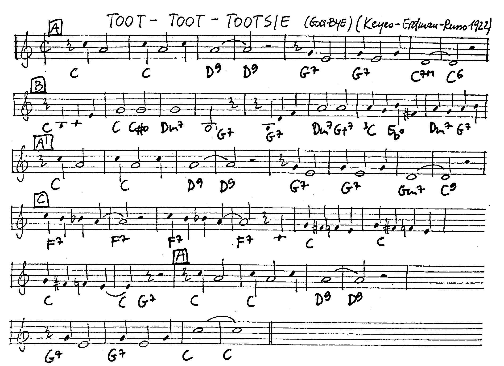 toot-toot-tootsie leadsheet – book us for your next 20s or gatsby event